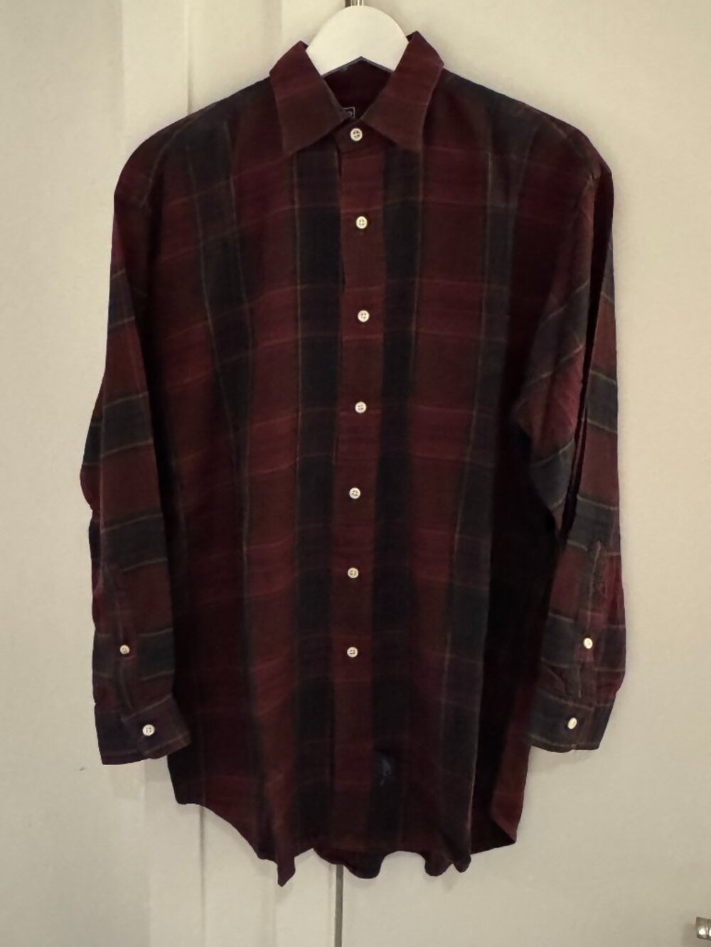 VINTAGE 90S POLO RALPH LAUREN FLANNEL COTTON SHIRT MADE IN CANADA SIZE MEDIUM